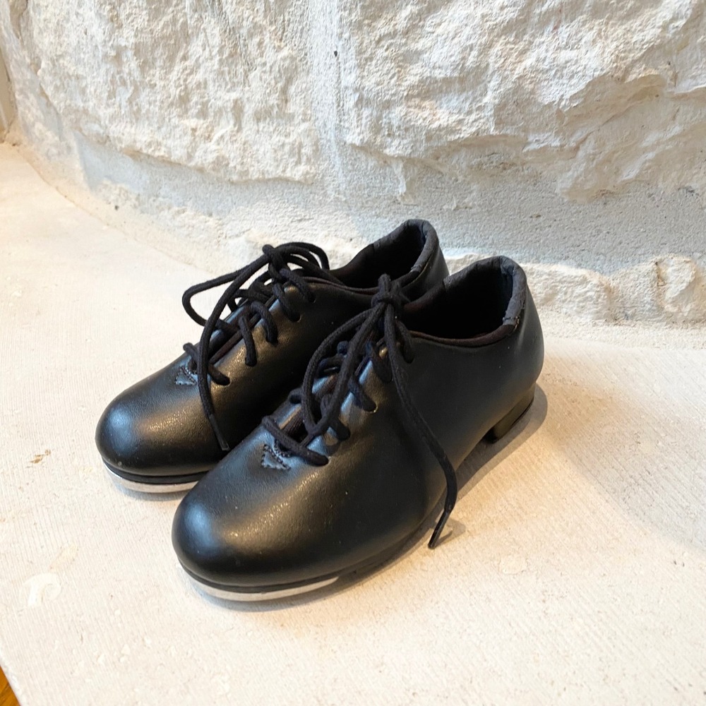 So Danca Kids Black Leather Lace Up Tap Shoes Size 7.5‎ Medium